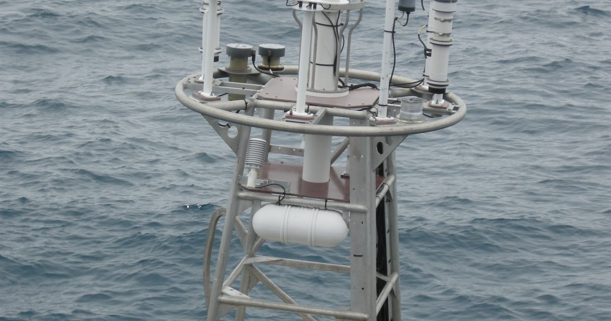 A NOAA ocean weather buoy at sea